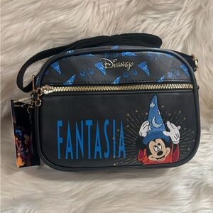 Disney Black and Blue Fantasia Crossbody Bag with Mickey Design NWT